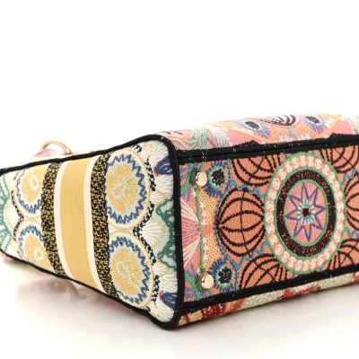 Dior Medium Lady D-Lite Multicolor Embroidered Canvas Gold Hardware