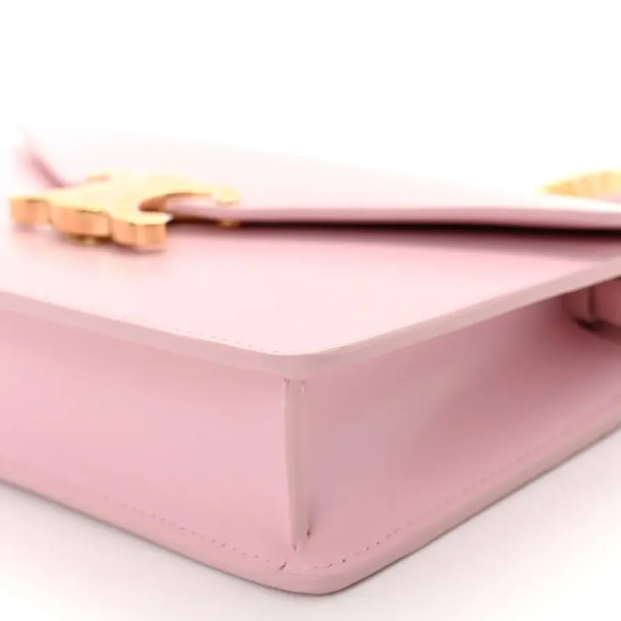 Celine Triomphe Margo Wallet on Chain Pastel Pink Shiny Calfskin Leather Gold Hardware
