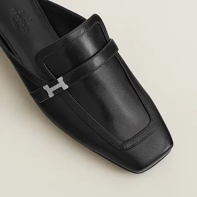 HERMES Groupie Mule Black Slippers