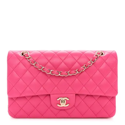 Grade Chanel Double Flap Medium Fuchsia Bag