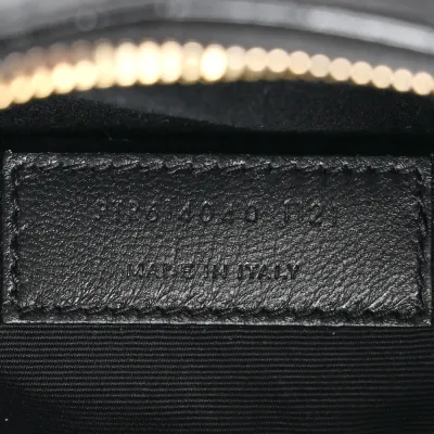 Saint Laurent Small Lou Belt Bag Black Embossed Monogram Patent Calfskin & Crocodile Leather Aged Gold Hardware