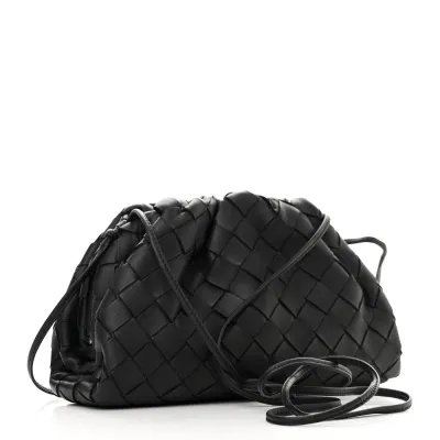 Bottega Veneta Mini Intrecciato Pouch Black Nappa Leather