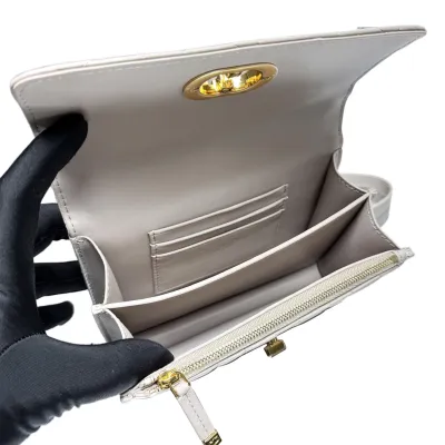 Dior Miss Caro Mini Bag With Chain In Beige/Black/White/Powder Pink Macrocannage Lambskin Gold Hardware