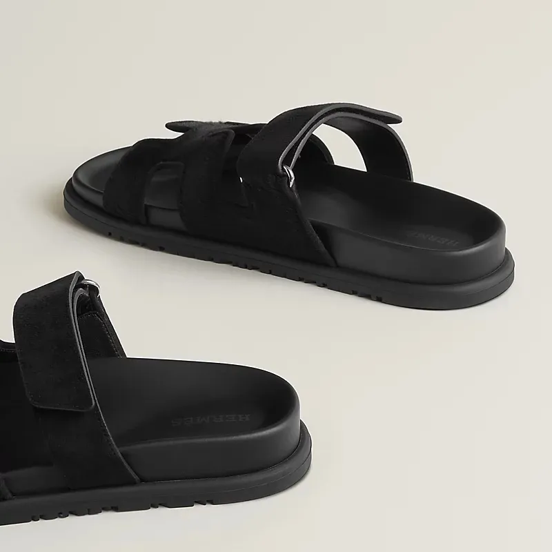 HERMES Chypre Black Slippers