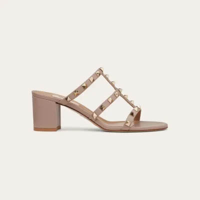 VALENTINO Apricot calfskin rivet heel sandals (heel height 6cm)