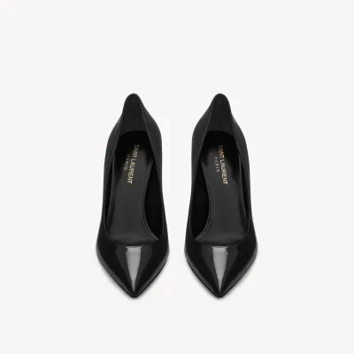Yves Saint Laurent Black patent-leather and chrome-clad heels