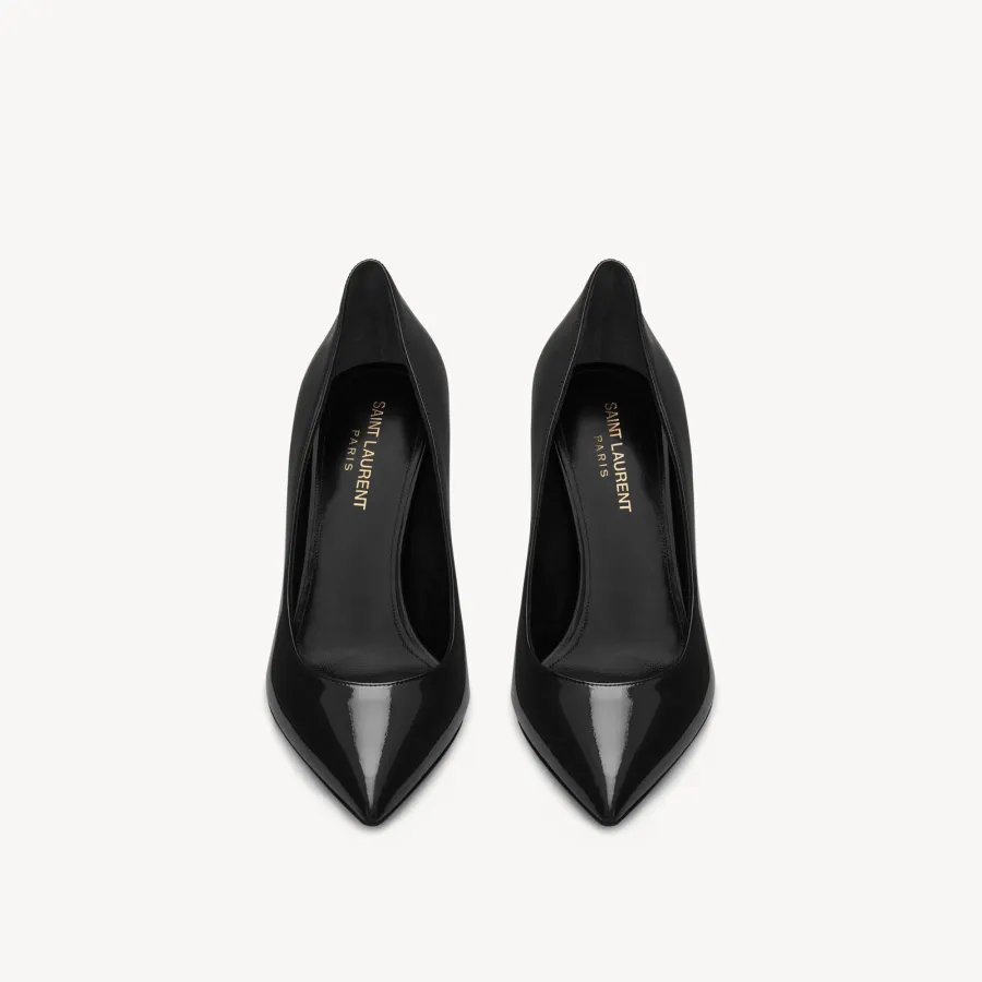 Yves Saint Laurent Black patent-leather and chrome-clad heels