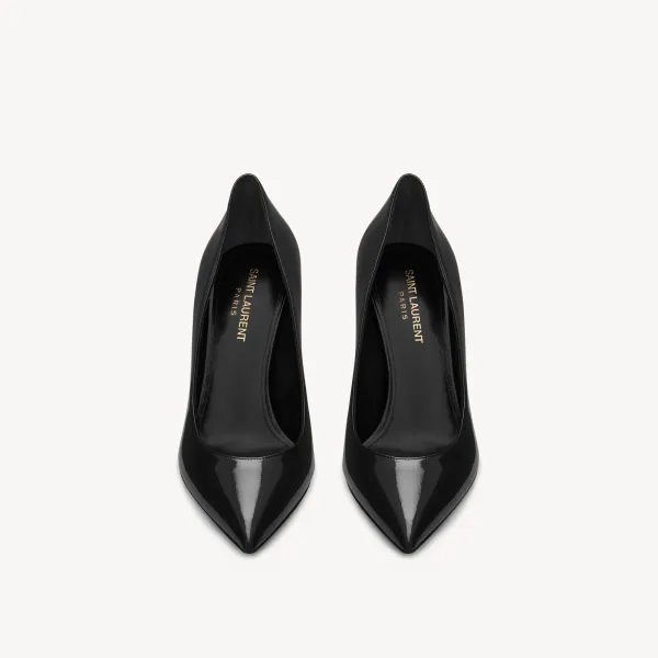 Yves Saint Laurent Black patent-leather and chrome-clad heels - Image 3