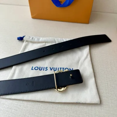 Louis Vuitton Men's Dynasty Belt In Black/Brown/Coffee Calfskin With Gold/Silver Hardware 34mm