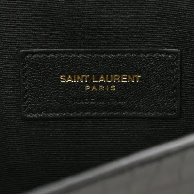 Saint Laurent Medium Uptown Clutch Black Embossed Monogram Calfskin & Crocodile Leather Gold Hardware