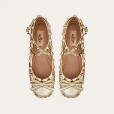 VALENTINO Studded sheepskin ballet flats