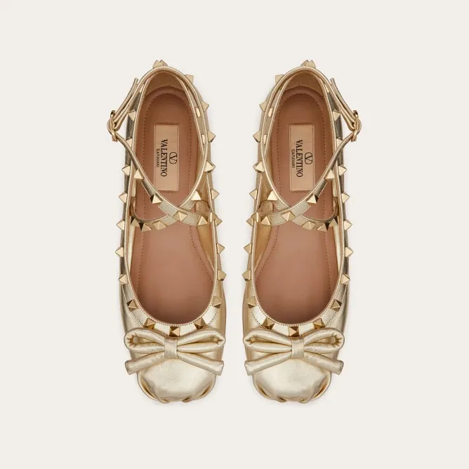 VALENTINO Studded sheepskin ballet flats