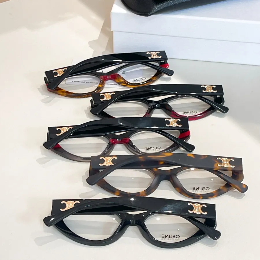 Celine Cat Eye glasses leopard/leopard pink/black red grey/black red yellow/black color transparent lens Size 54口20-145