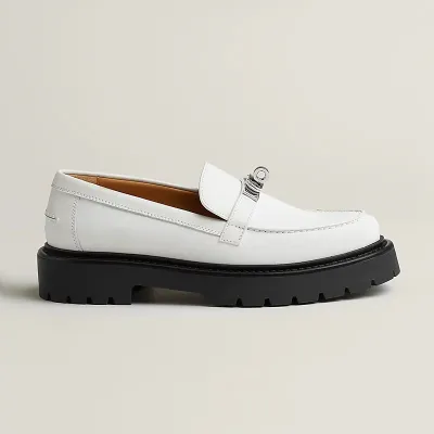 HERMES Icone White Loafers