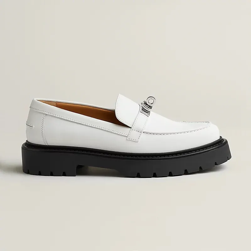 HERMES Icone White Loafers