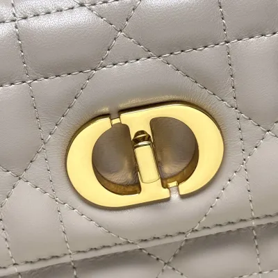 Dior Miss Caro Mini Bag With Chain In Beige/Black/White/Powder Pink Macrocannage Lambskin Gold Hardware