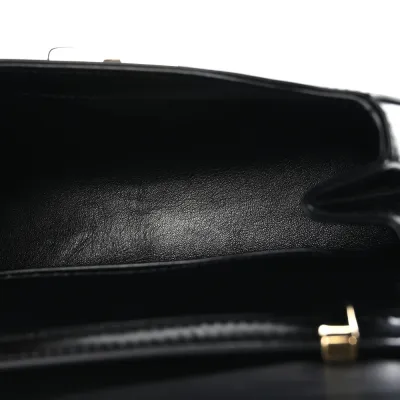 Prada Medium Flap Shoulder Bag Black Spazzolato Leather Gold Hardware