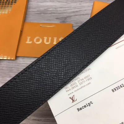 Louis Vuitton Men's Timeless Germain Belt In Black Calfskin With Gold/Silver/Gun Black Hardware 35mm