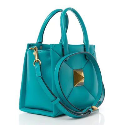 Valentino Garavani Small One Stud Handbag Marine Green Nappa Leather Gold Hardware