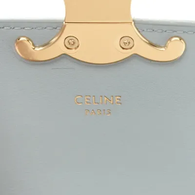 Celine Mini Triomphe Bag Soft Blue Shiny Calfskin Leather Gold Hardware