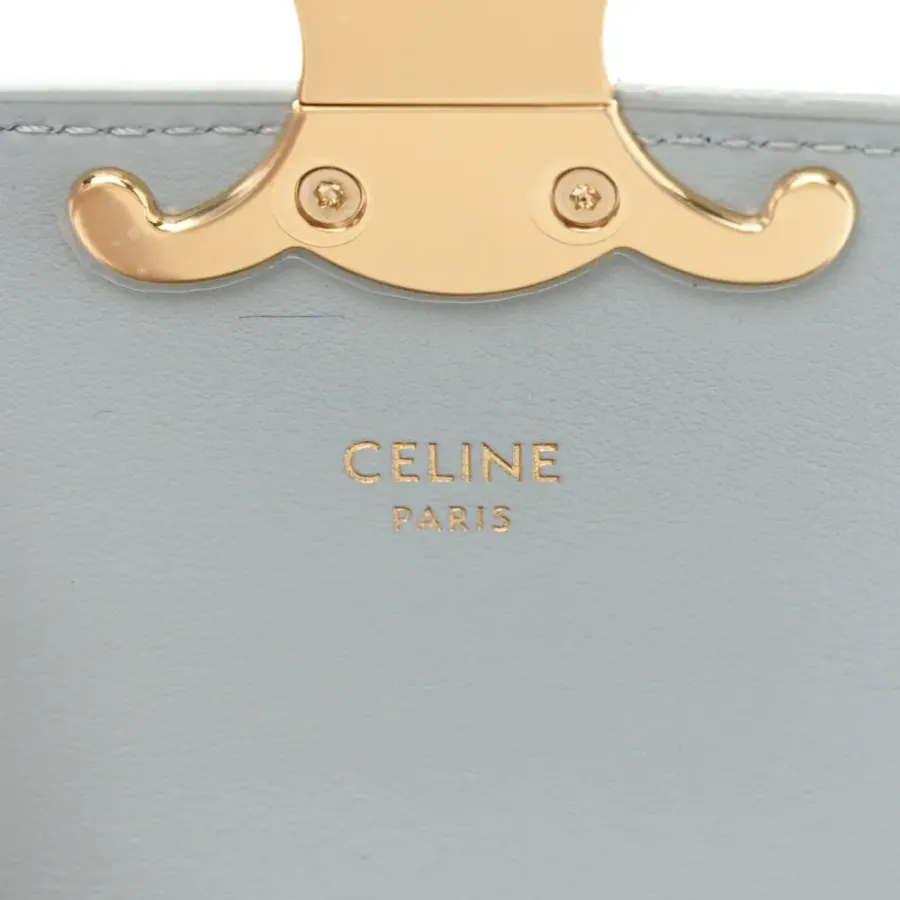 Celine Mini Triomphe Bag Soft Blue Shiny Calfskin Leather Gold Hardware