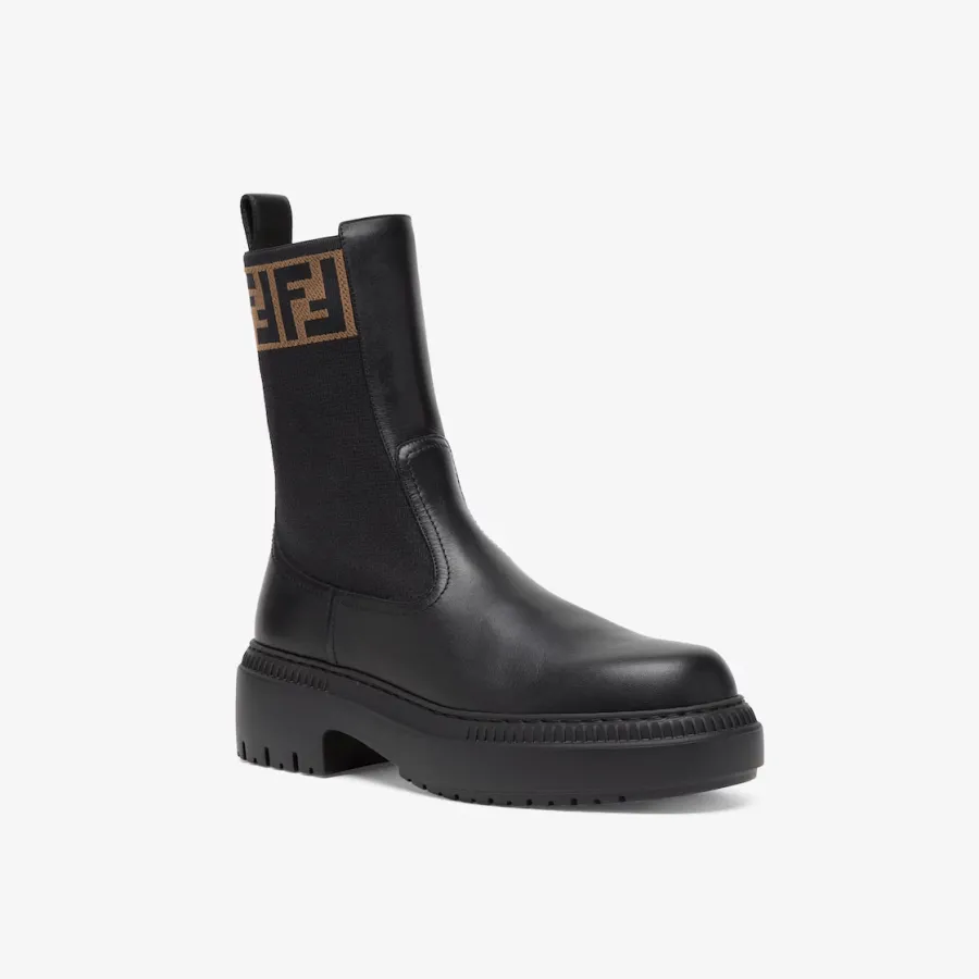 FENDI Black leather ankle boots