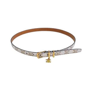 Celine Elegant Charm Belt In White/Black/Pink/Champagne Gold/Brown Taurillon Leather With Gold Hardware 18mm