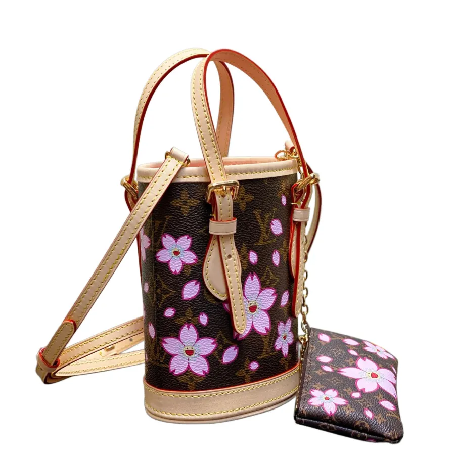 Louis Vuitton x Murakami Takashi Nano Bucket Sakura Brown Gold Hardware