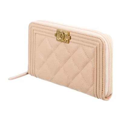 Chanel Medium Boy Continental Wallet Neutrals Quilted Leather Gold Hardware