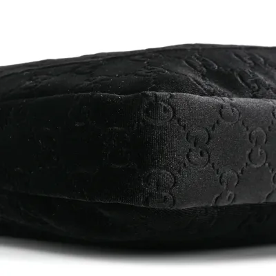 Gucci Small Jackie 1961 Hobo Black GG Monogram Velvet Silver Hardware