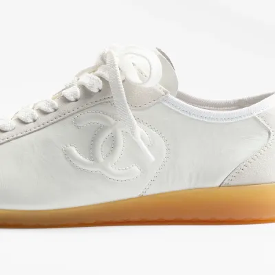 White calfskin and suede Chanel Sneakers