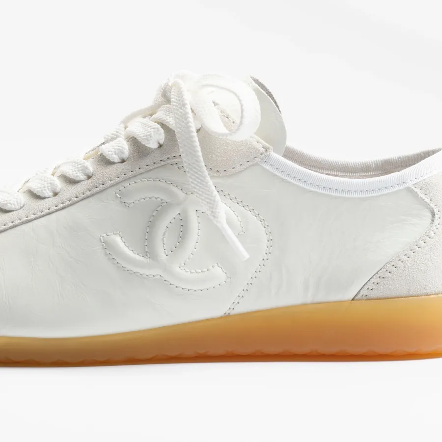 White calfskin and suede Chanel Sneakers