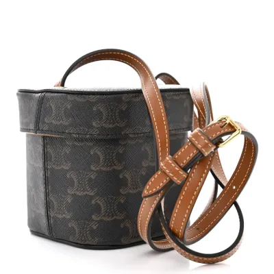 Celine Small Cuir Triomphe Box Tan Triomphe Canvas & Calfskin Leather