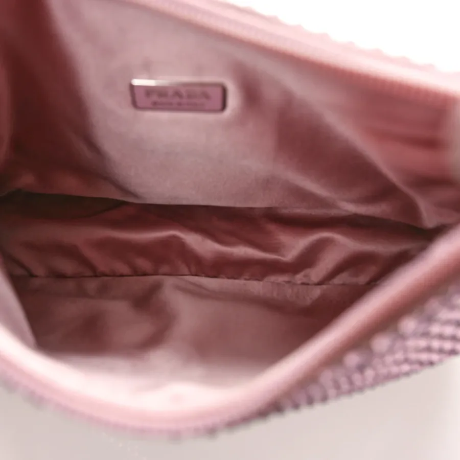 Prada Mini Re-Edition 2000 Bag Alabastro Satin & Crystal Silver Hardware