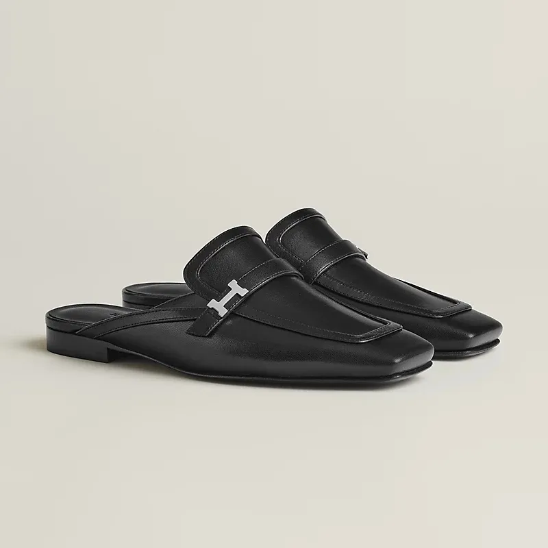 HERMES Groupie Mule Black Slippers