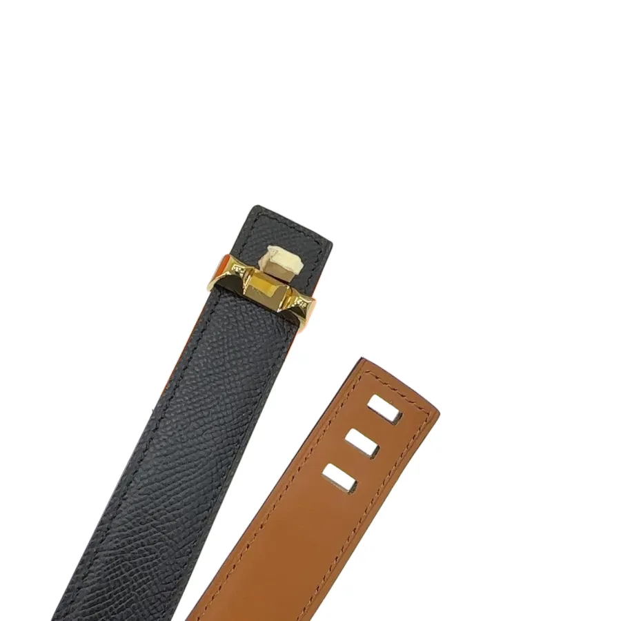 Hermès Women' s Rectangled Buckle Belt In Black/Brown/Etoupe Calfskin With Gold/Silver Hardware 30mm