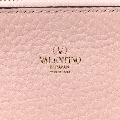 Valentino Garavani Medium Rockstud Tote Black/Rose Quartz Grainy Calfskin Leather Gold Hardware