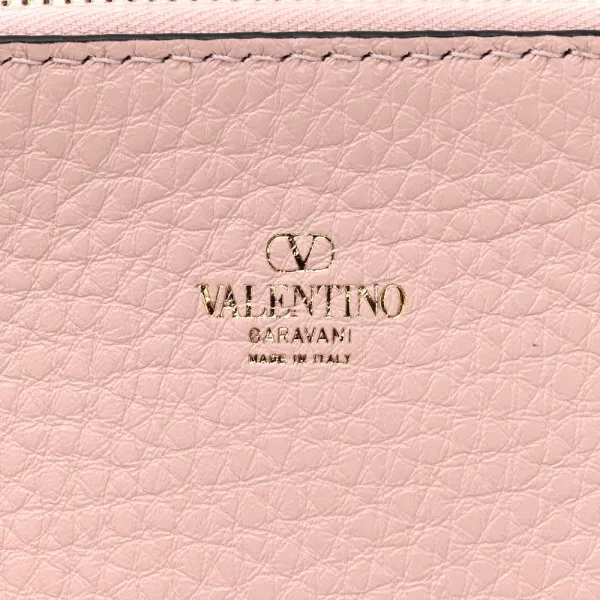 Valentino Garavani Medium Rockstud Tote Black/Rose Quartz Grainy Calfskin Leather Gold Hardware - Image 2