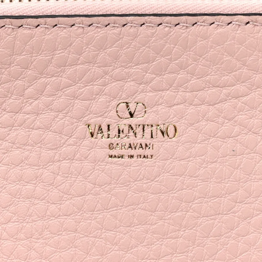 Valentino Garavani Medium Rockstud Tote Black/Rose Quartz Grainy Calfskin Leather Gold Hardware