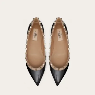 VALENTINO Patent studded Flat Shoes