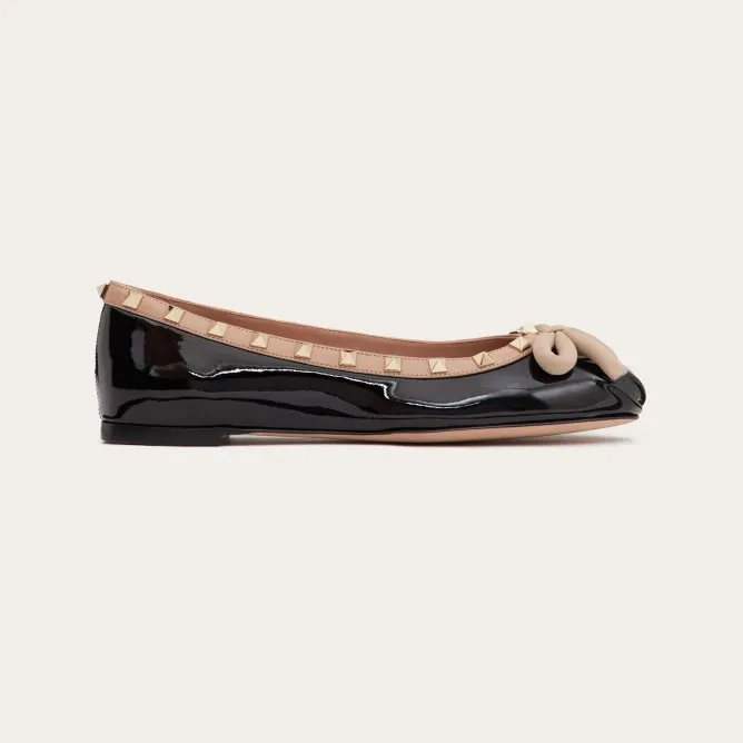 VALENTINO Studded patent leather ballet flats