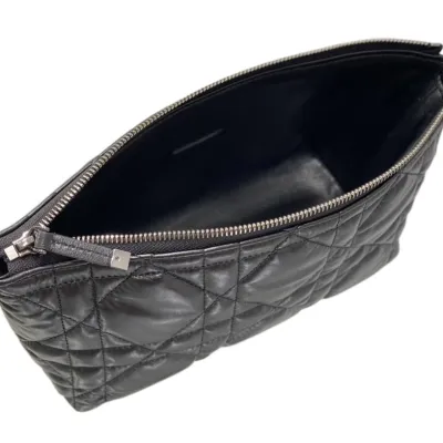 Dior Small D-Journey Bag in Black Macrocannage Lambskin Gold Hardware