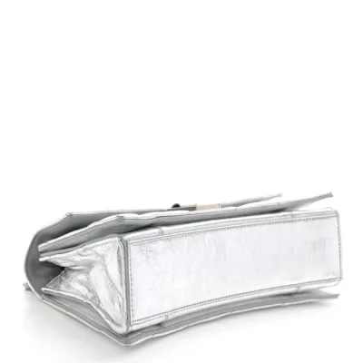 Balenciaga Small Crush Chain Bag Beige Quilted Crushed Calfskin Leather Silver Hardware