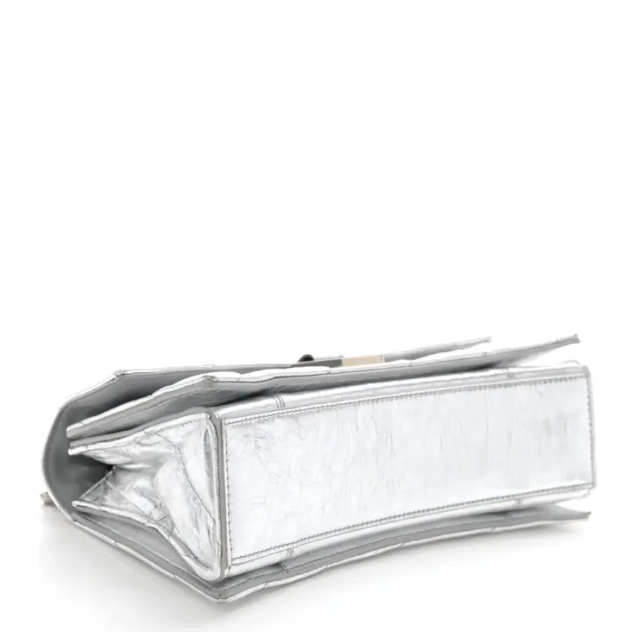 Balenciaga Small Crush Chain Bag Beige Quilted Crushed Calfskin Leather Silver Hardware