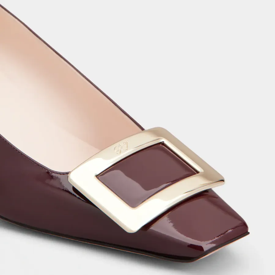 Roger Vivier Belle Vivier Pumps High Heels In Burgundy Patent Leather With Metal Buckle (Heel Height 4.5cm)