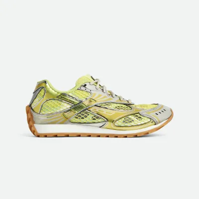 Bottega Veneta Orbit Sneakers In Yellow/Silver Technical Fabric And Mesh Lace-Up Sneaker