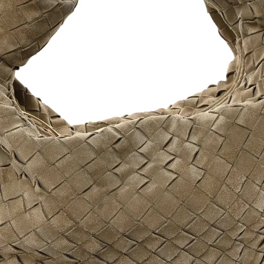 Bottega Veneta Maxi Teen Intrecciato Jodie Hobo Beige Suede & Calfskin Leather