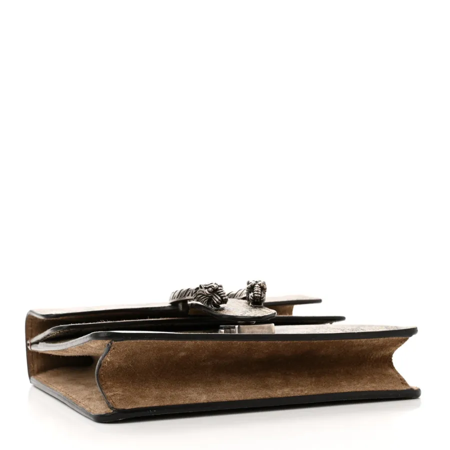 Gucci Mini Dionysus Shoulder Bag Taupe GG Supreme Monogram Canvas Aged Silver Hardware