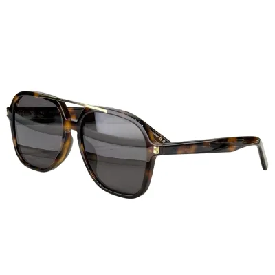 Saint Laurent square frame glasses black/black tawny/leopard black/tawny color Size 57口18-145