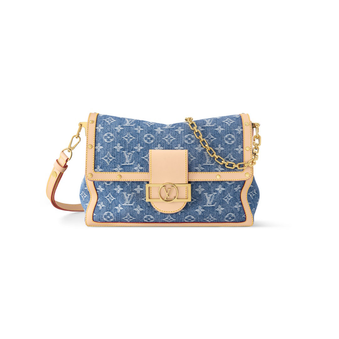 Louis Vuitton Dauphine Soft GM Denim Azul Hardware Dourado